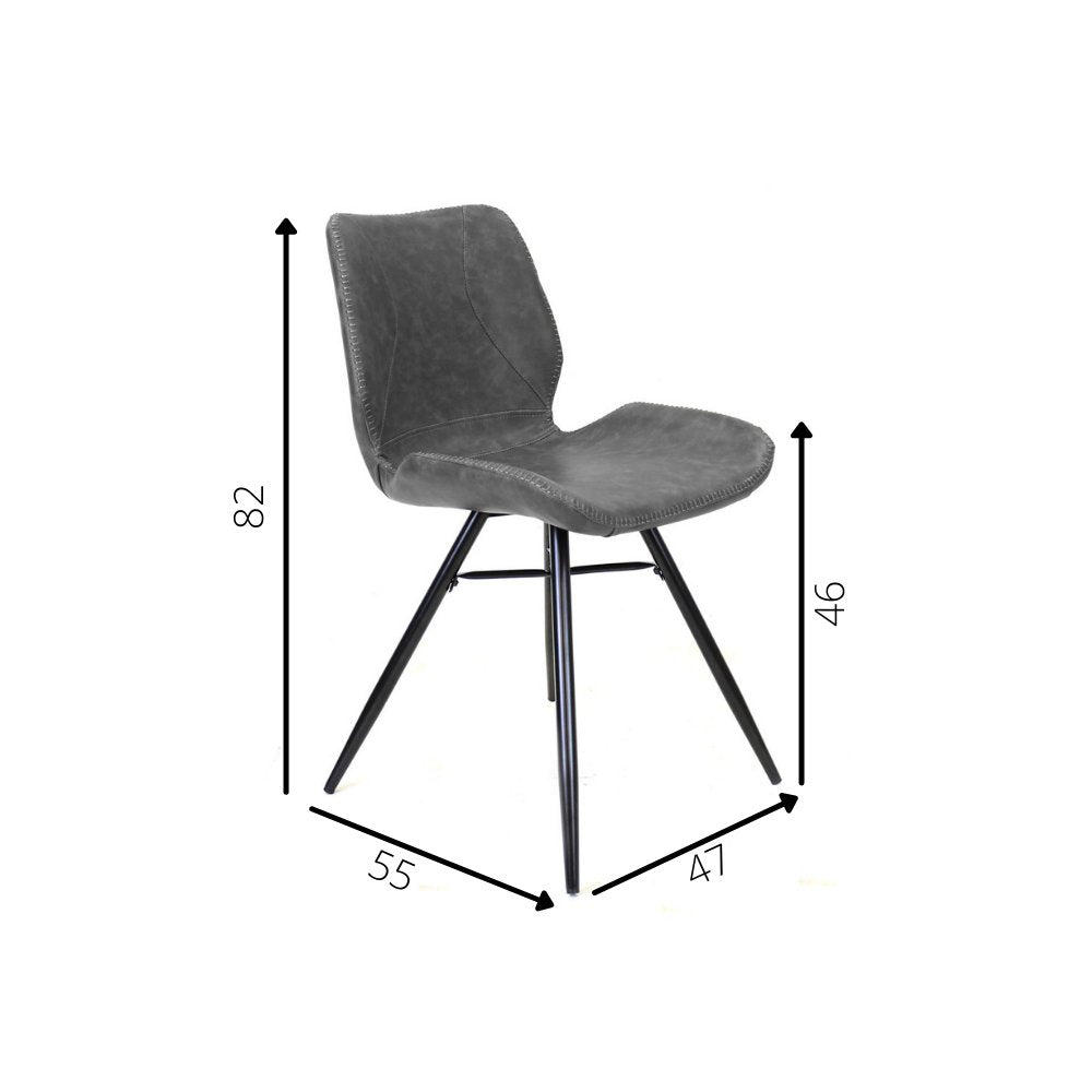 Dining room chair Beau artificial leather Dimehouse Anthracite LxWxH 72x68x50 Faux leather White photo size indication