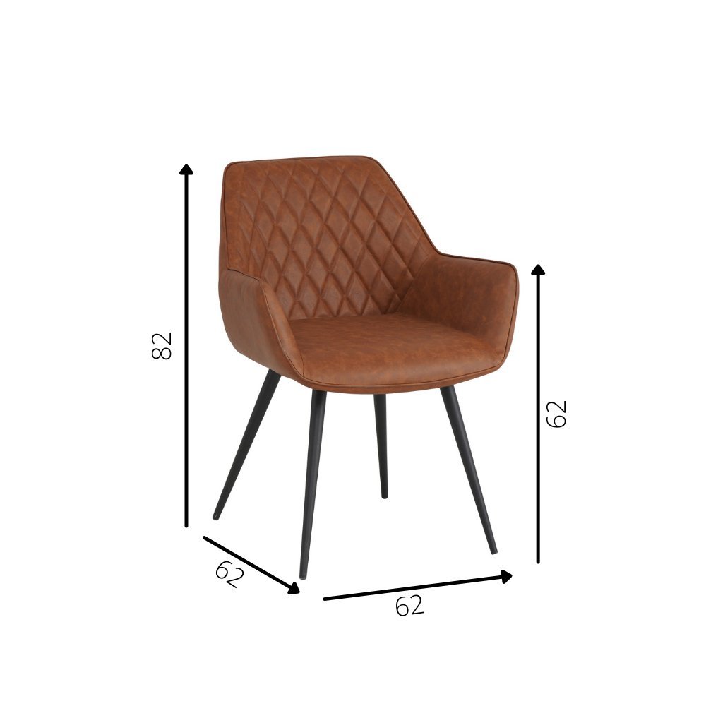 Dining room chair Cara Dimehouse Cognac LxWxH 78x65x57 Faux leather White photo size indication