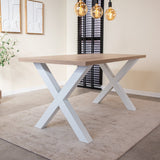 Lenzo Robson Oak table top Dimehouse Brown LxWxH 172x83x7 Melamine Atmospheric photo diagonal front view