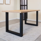 Lenzo Rustique Oak table top Dimehouse Brown LxWxH 172x83x7 Melamine Atmospheric photo diagonal front view