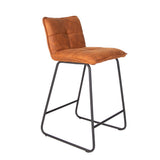 Bar stool Jelle Dimehouse Cognac LxWxH 63x56x49 Microfiber White photo diagonal front view