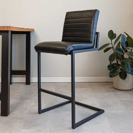 Barstool Kuba Dimehouse Black LxWxH 93x58x53 Faux leather Atmospheric photo diagonal front view