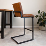 Barstool Kuba Dimehouse Cognac LxWxH 72x69x54 Faux leather Atmospheric photo side view