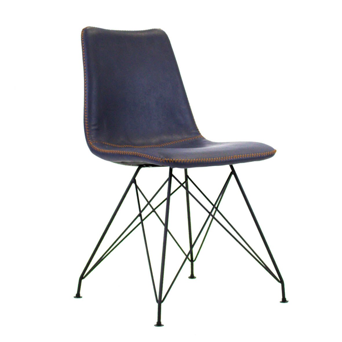 Dining room chair Viano Dimehouse Blue LxWxH 64x61x52 Faux leather White photo diagonal front view