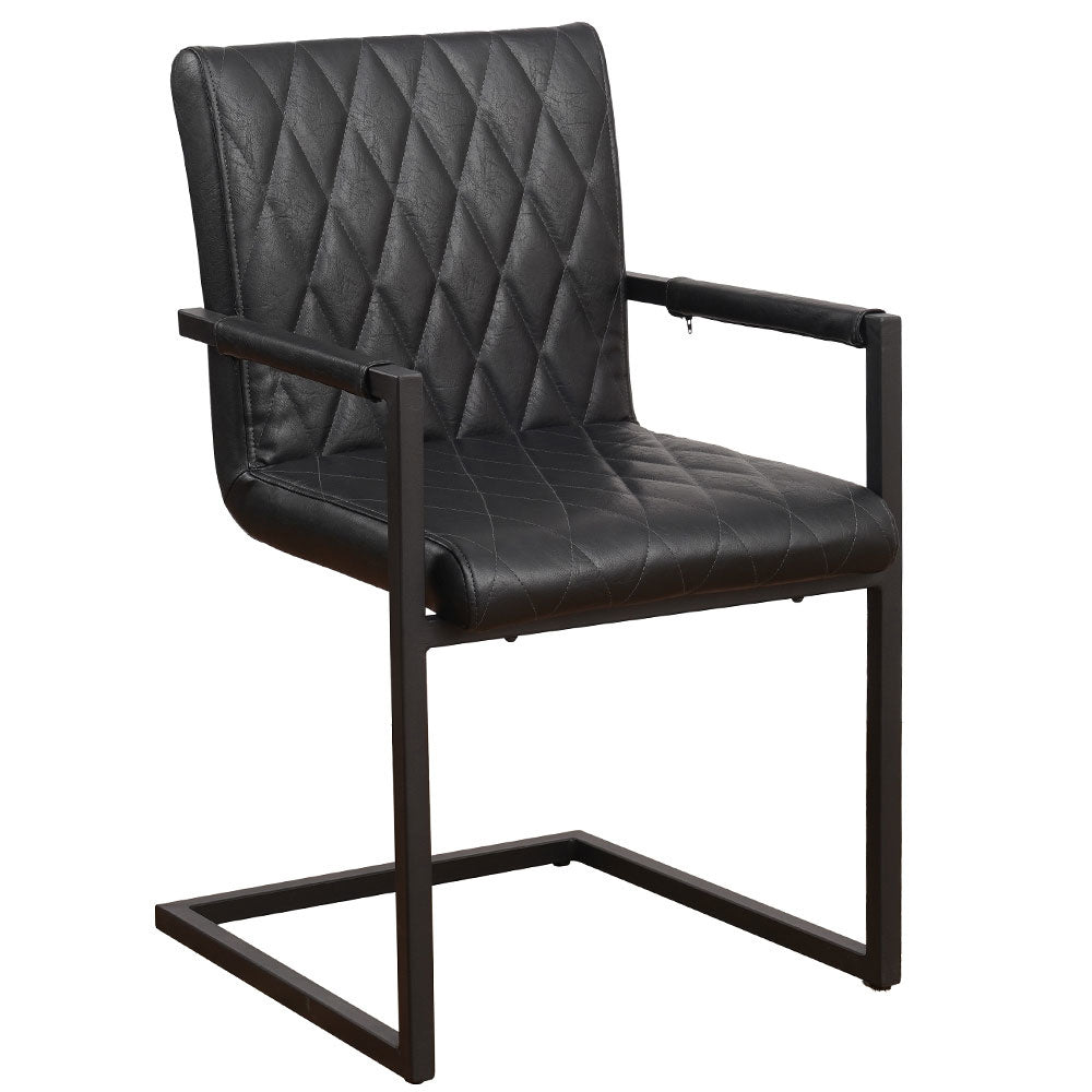 Dining room chair Ruben Dimehouse Black LxWxH 71x59x58 Faux leather White photo diagonal front view