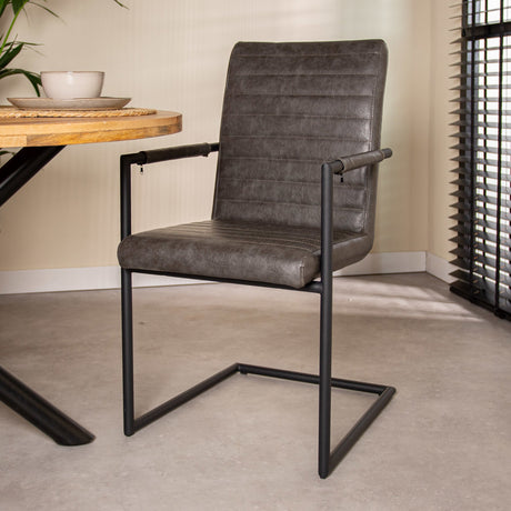 Dining room chair Bras Dimehouse Anthracite LxWxH 73x59x58 Faux leather Atmospheric photo diagonal front view