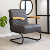 Armchair Lars Dimehouse Anthracite LxWxH 68x64x39 Faux leather Atmospheric photo diagonal front view