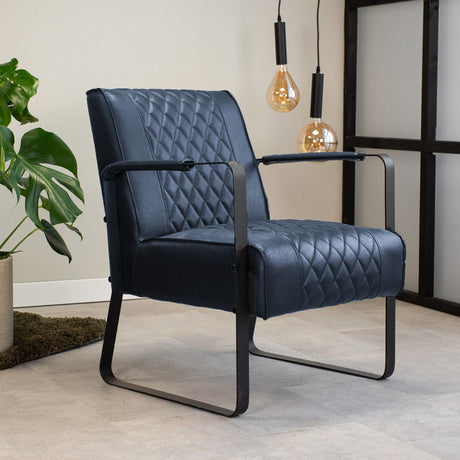 Armchair Peter Dimehouse Blue LxWxH 68x62x45 Faux leather Atmospheric photo diagonal front view
