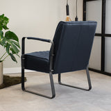 Armchair Peter Dimehouse Blue LxWxH 68x62x45 Faux leather Atmospheric photo diagonal rear view