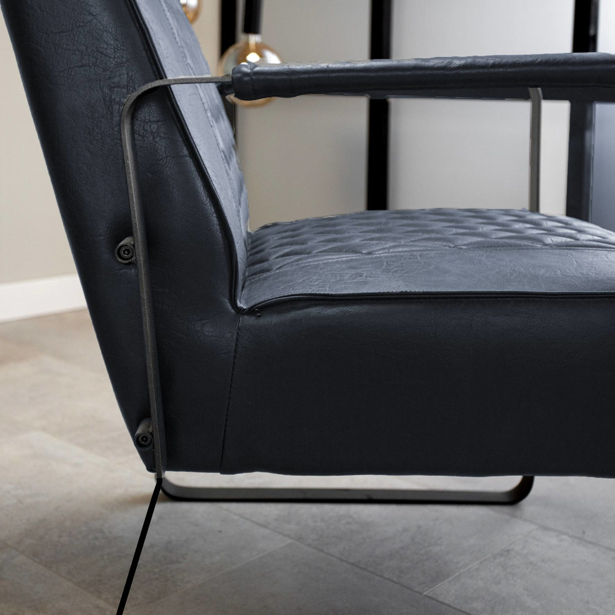 Armchair Peter Dimehouse Blue LxWxH 68x62x45 Faux leather Atmospheric photo detail