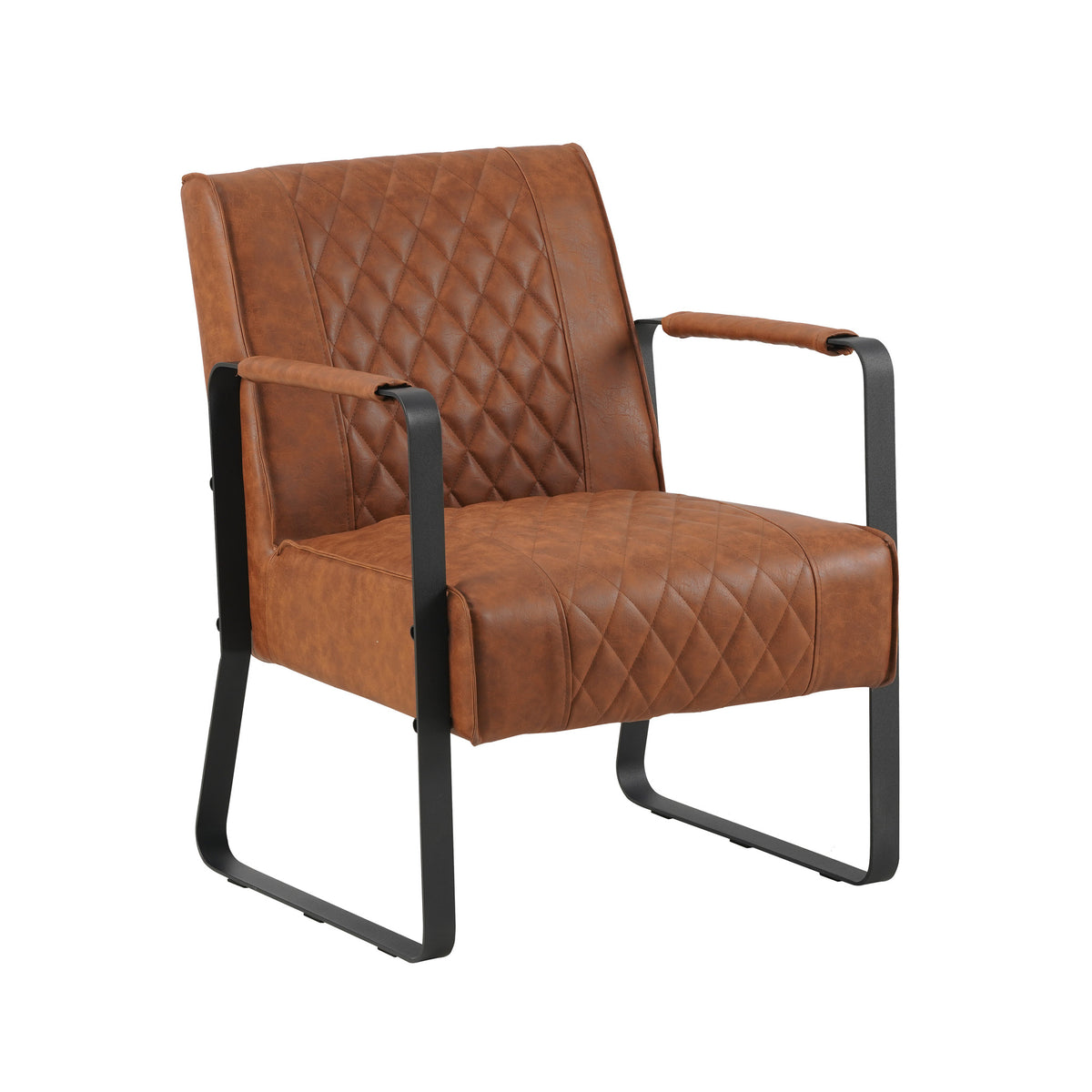 Armchair Peter Dimehouse Cognac LxWxH 68x62x45 Faux leather White photo diagonal front view