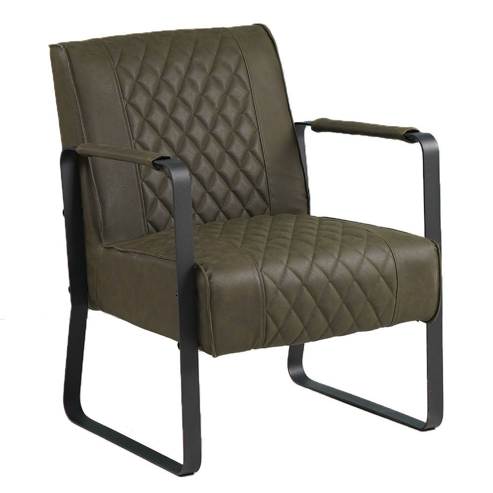 Armchair Peter Dimehouse Green LxWxH 68x62x45 Faux leather White photo diagonal front view