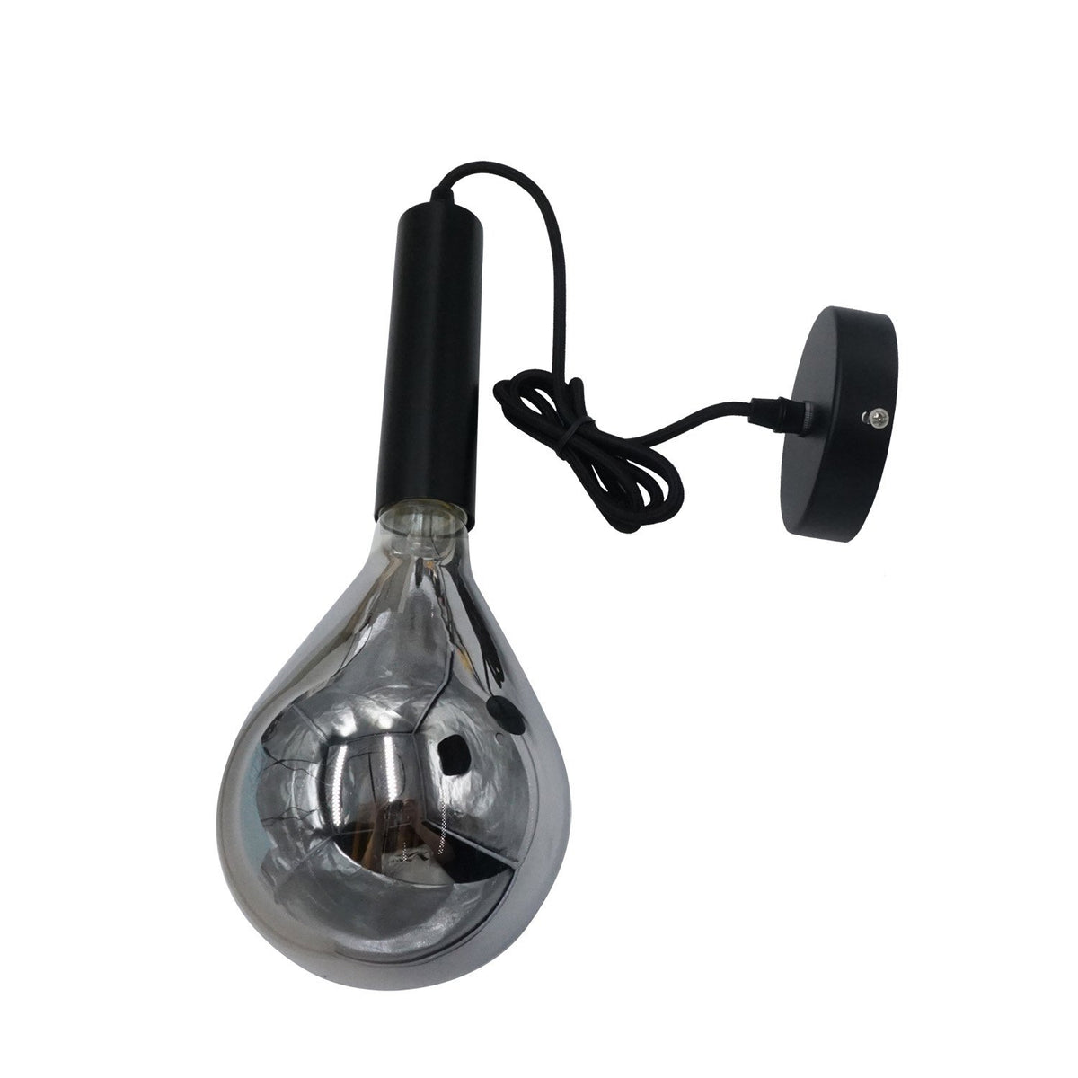 Miles Smokey hanging lamp Dimehouse Anthracite LxWxH 29x22x22 Glass White photo side view
