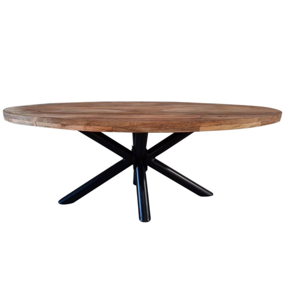 Dining table Oregon Dimehouse Brown LxWxH 80x80x30 Mango wood White photo side view