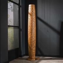 Floor lamp Elia DH Interior Teak wood Teak Atmospheric photo diagonal front view