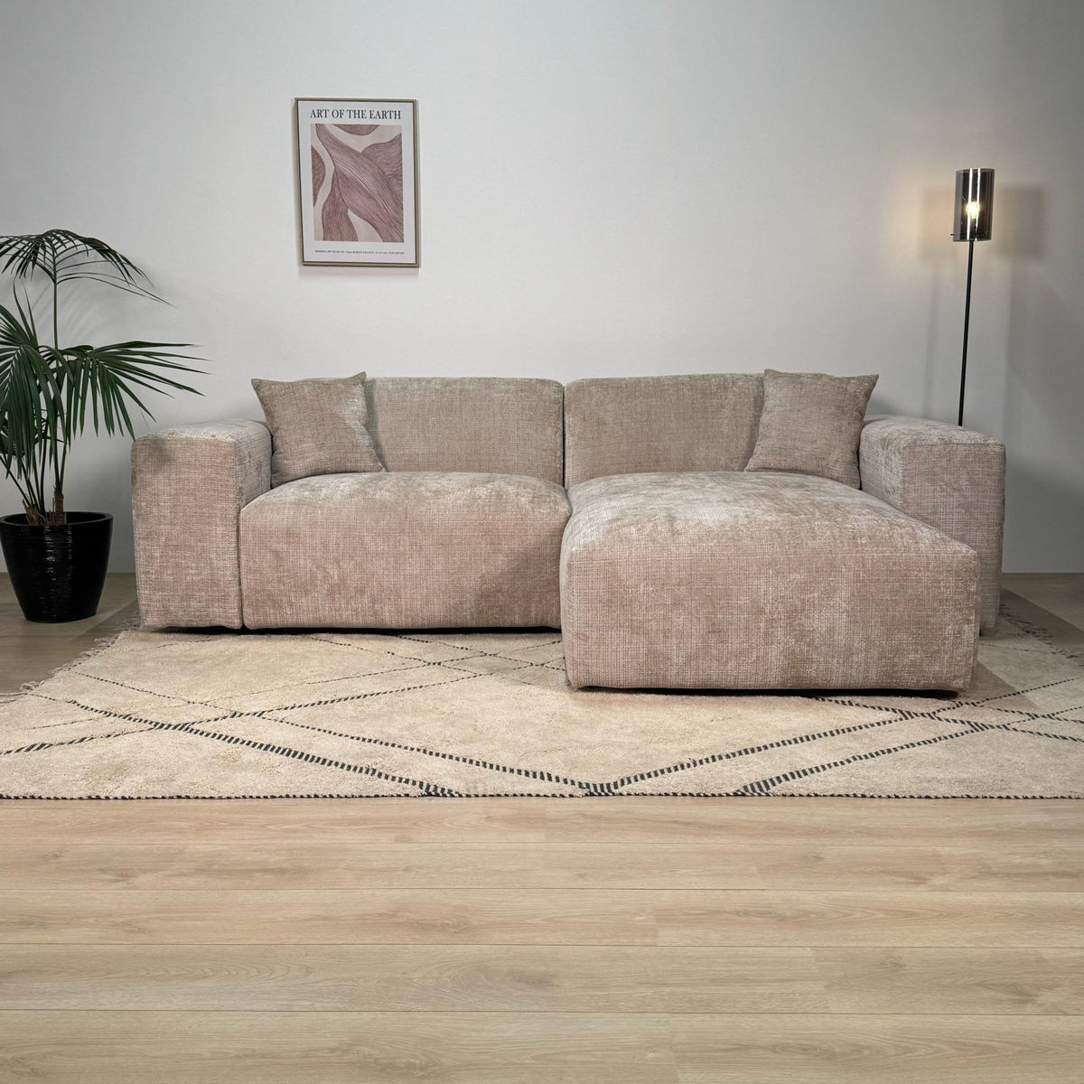 Sofas - Corner sofa beige chenille Wayne 264 cm - corner can be mounted left and right - Dimehouse