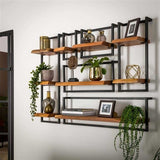 Wall shelf Aberdeen DH Interior Acacia LxWxH 104x36x13 Acacia wood Atmospheric photo in situation
