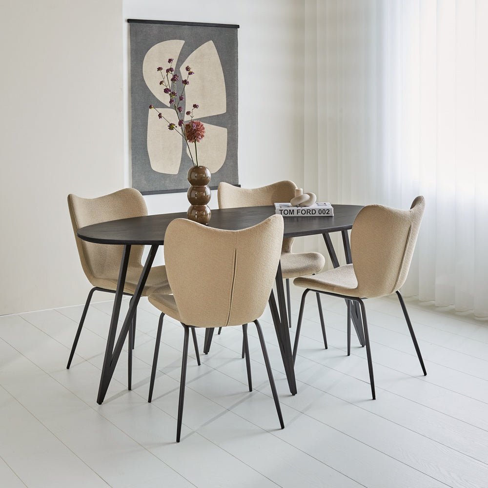 Cesar dining table Dimehouse Black LxWxH 178x96x9 Mango wood Atmospheric photo diagonal front view