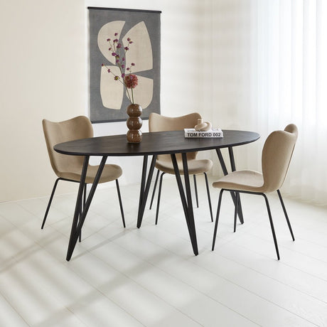 Cesar dining table Dimehouse Black LxWxH 178x96x9 Mango wood Atmospheric photo diagonal front view