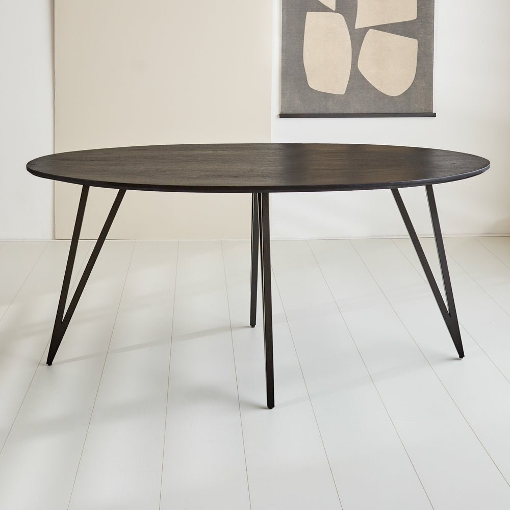 Cesar dining table Dimehouse Black LxWxH 195x105x9 Mango wood Atmospheric photo front view