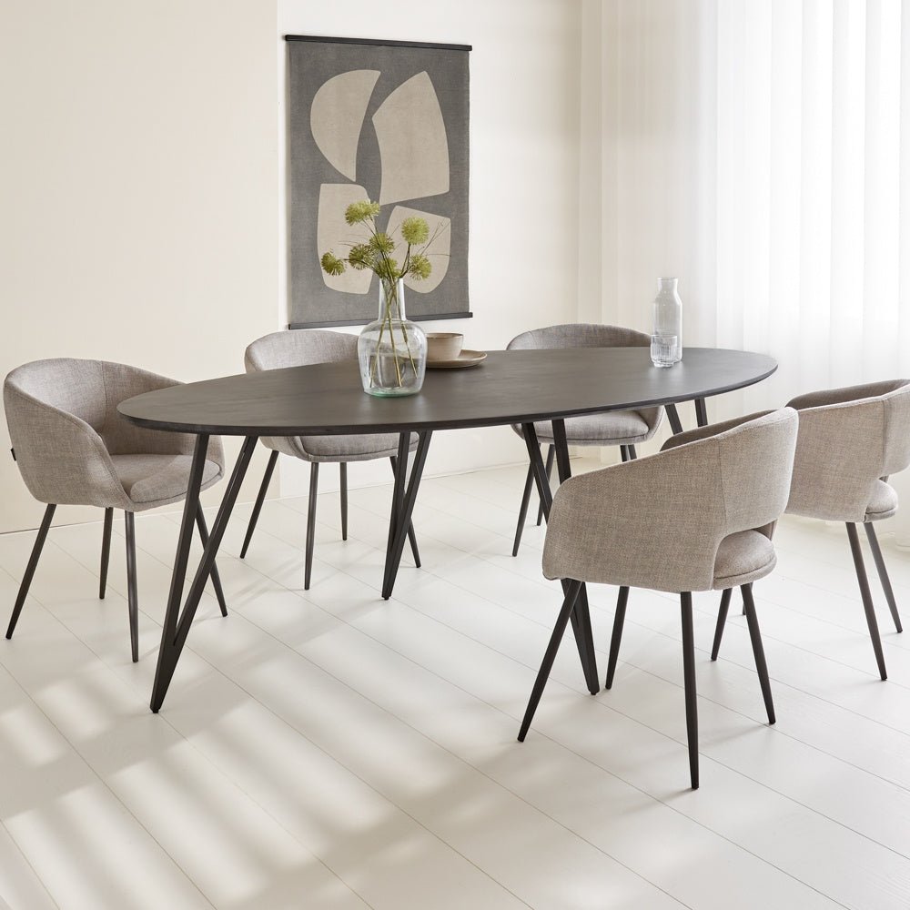 Cesar dining table Dimehouse Black LxWxH 236x116x9 Mango wood Atmospheric photo diagonal front view