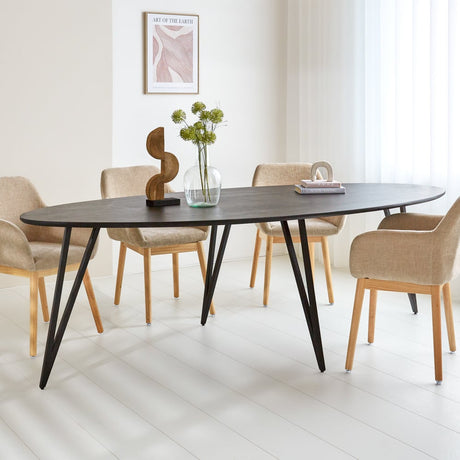 Cesar dining table Dimehouse Black LxWxH 256x116x9 Mango wood Atmospheric photo diagonal front view