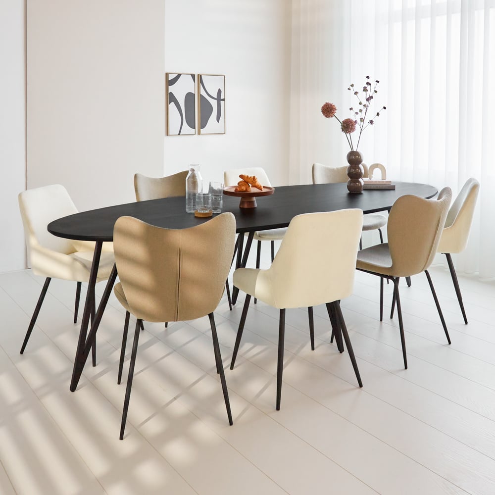 Cesar dining table Dimehouse Black LxWxH 276x116x9 Mango wood Atmospheric photo diagonal front view