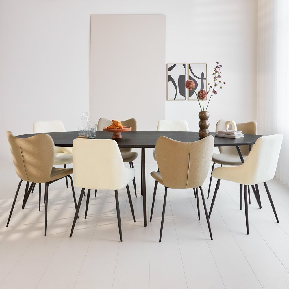 Cesar dining table Dimehouse Black LxWxH 276x116x9 Mango wood Atmospheric photo diagonal front view